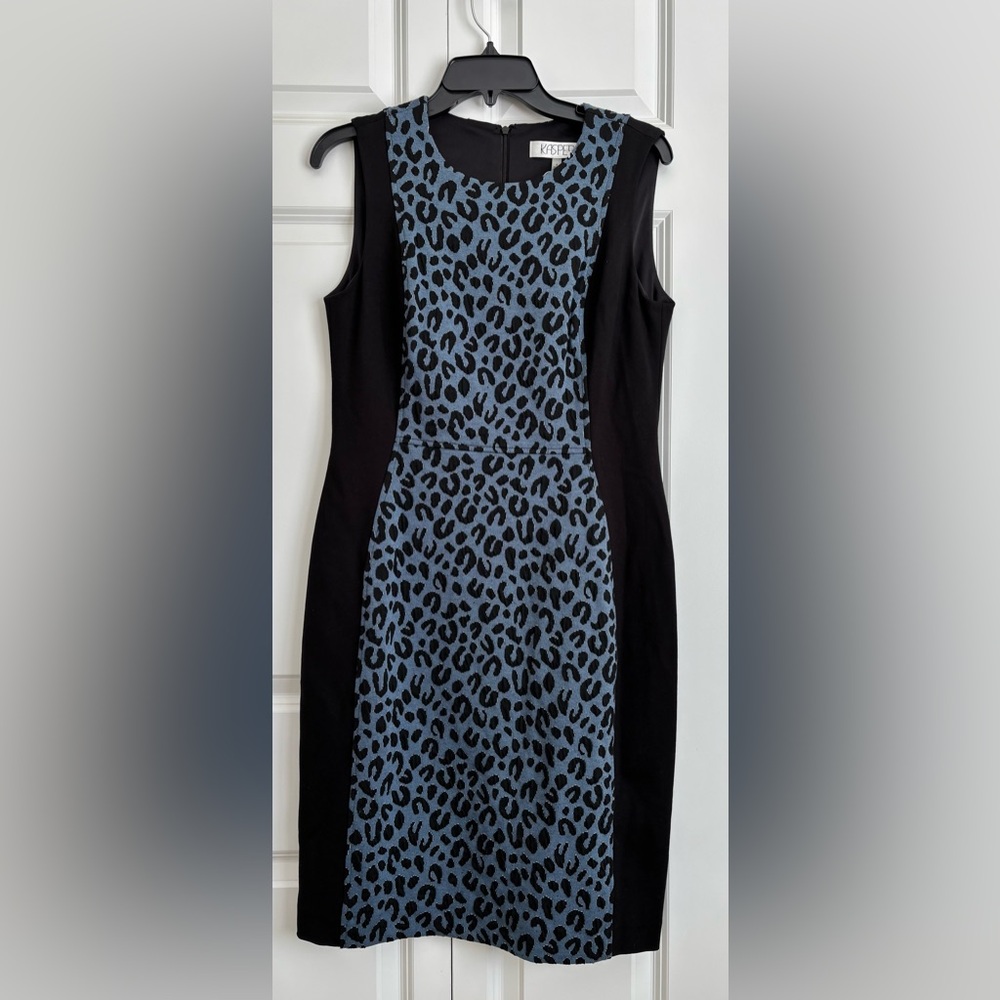 Black & Blue Leopard Print Sheath Dress